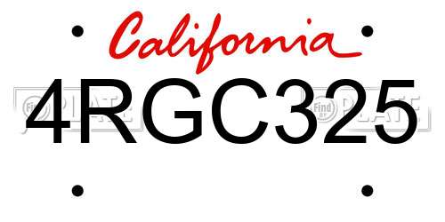 4RGC325 California License Plate