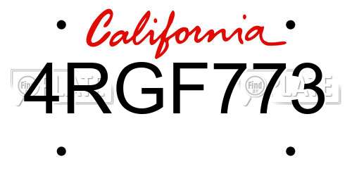 4RGF773 California License Plate