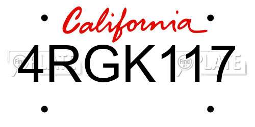 4RGK117 California License Plate