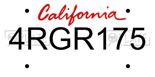 4RGR175 California License Plate