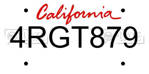 4RGT879 California License Plate