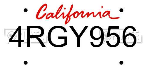 4RGY956 California License Plate