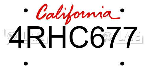 4RHC677 California License Plate