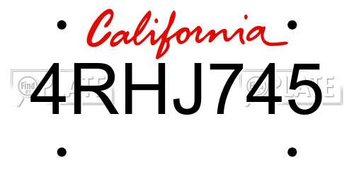 4RHJ745 California License Plate