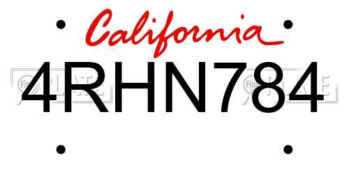4RHN784 California License Plate
