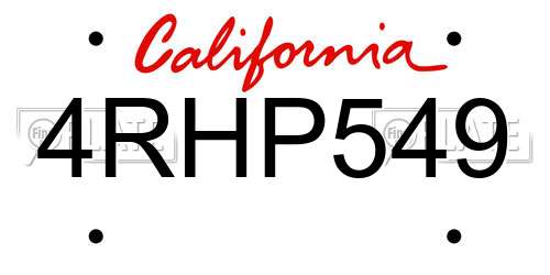 4RHP549 California License Plate