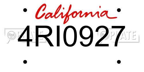 4RI0927 California License Plate