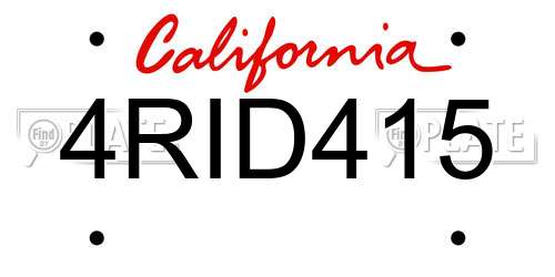 4RID415 California License Plate