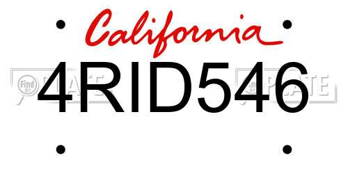 4RID546 California License Plate