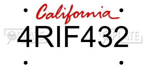 4RIF432 California License Plate