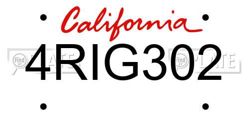 4RIG302 California License Plate