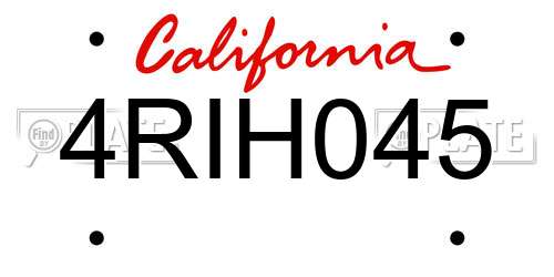 4RIH045 California License Plate