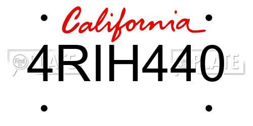 4RIH440 California License Plate