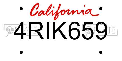 4RIK659 California License Plate