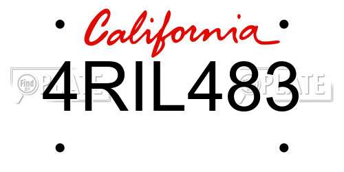 4RIL483 California License Plate