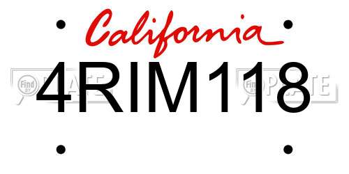 4RIM118 California License Plate