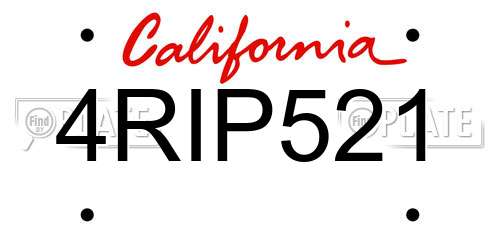4RIP521 California License Plate
