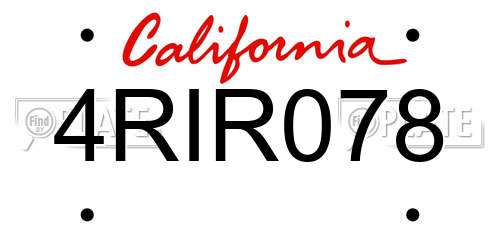 4RIR078 California License Plate