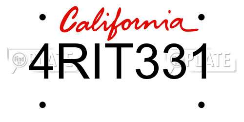 4RIT331 California License Plate