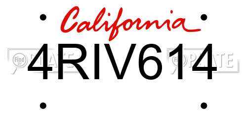 4RIV614 California License Plate