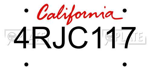 4RJC117 California License Plate