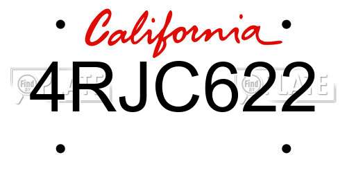 4RJC622 California License Plate