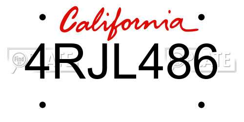 4RJL486 California License Plate