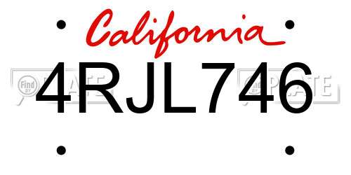 4RJL746 California License Plate