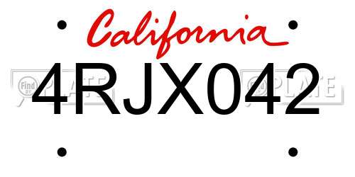 4RJX042 California License Plate