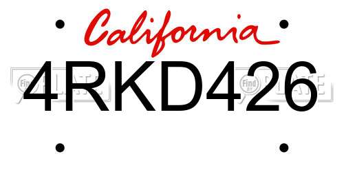4RKD426 California License Plate