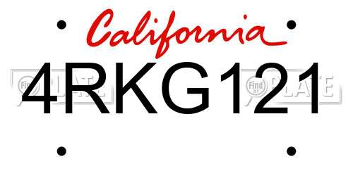 4RKG121 California License Plate