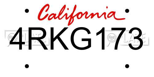 4RKG173 California License Plate