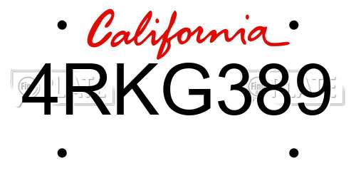 4RKG389 California License Plate