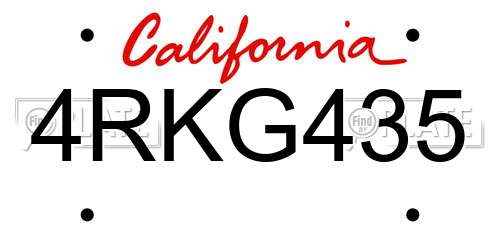 4RKG435 California License Plate