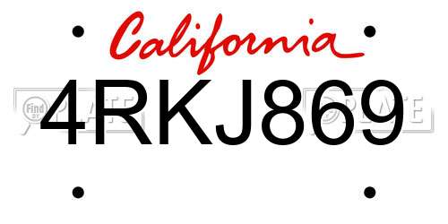 4RKJ869 California License Plate