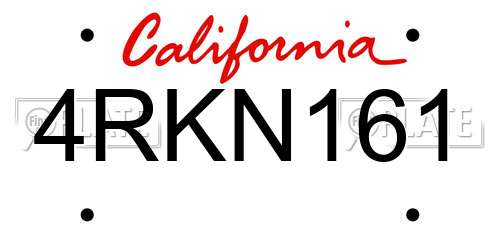 4RKN161 California License Plate