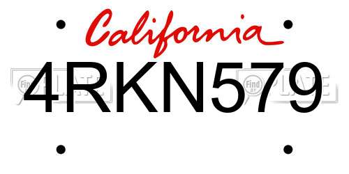 4RKN579 California License Plate