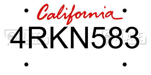 4RKN583 California License Plate