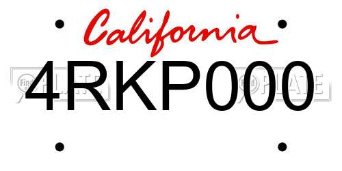 4RKP000 California License Plate
