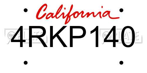 4RKP140 California License Plate