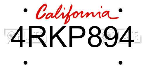4RKP894 California License Plate