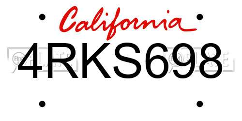 4RKS698 California License Plate