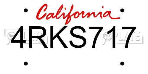 4RKS717 California License Plate