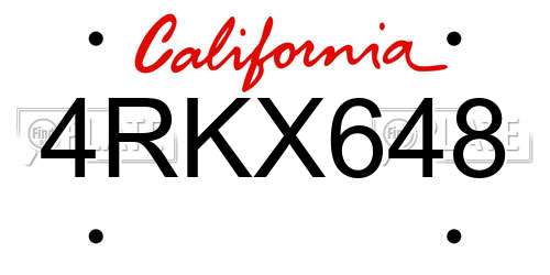 4RKX648 California License Plate