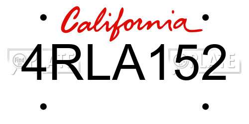 4RLA152 California License Plate