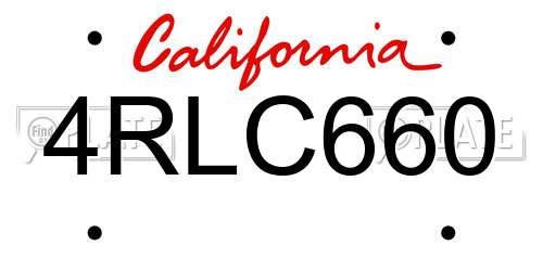 4RLC660 California License Plate