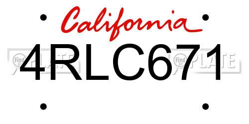 4RLC671 California License Plate
