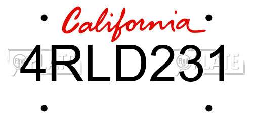 4RLD231 California License Plate
