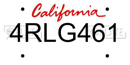 4RLG461 California License Plate