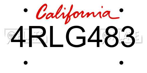 4RLG483 California License Plate